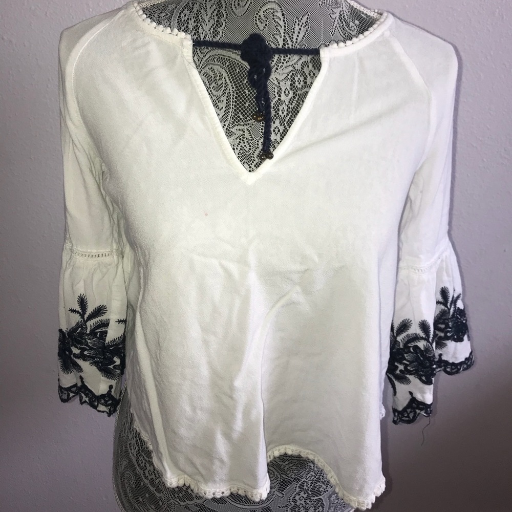 F21 Embroidery white blouse